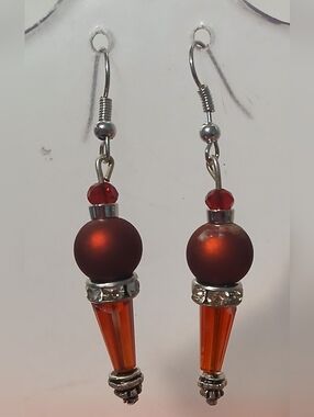 Hand Crafted Red Glass Drop Earrings